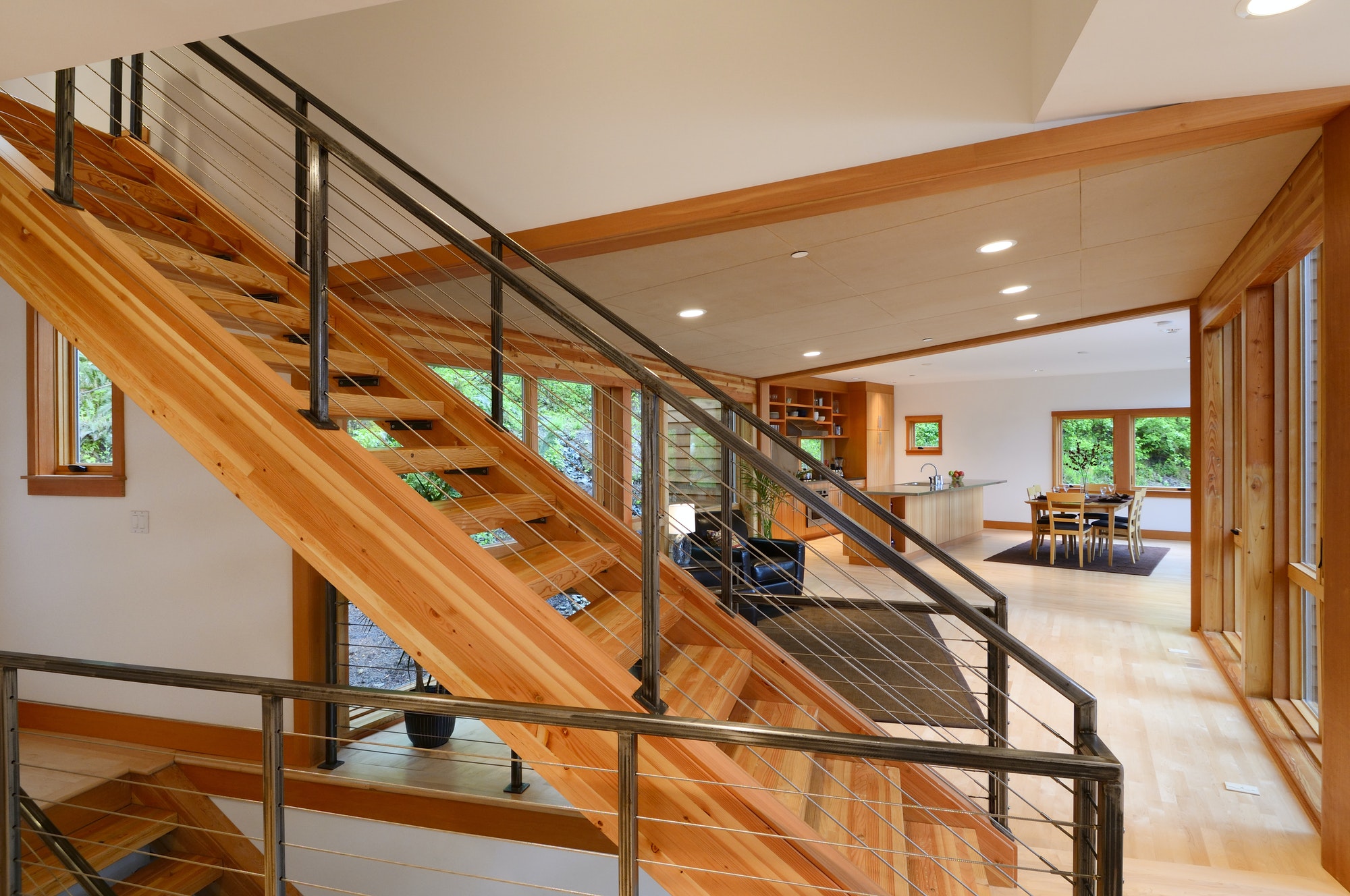 54208,Wooden staircase in modern home